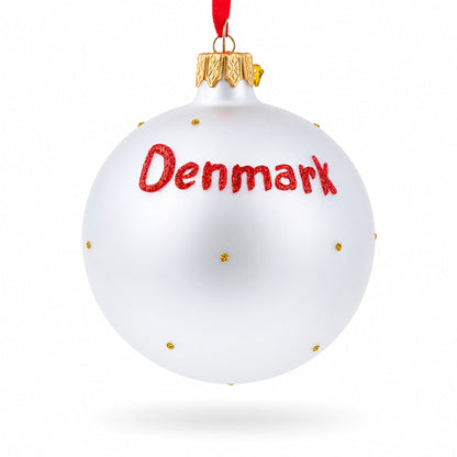 Flag of Denmark Glass Ball Christmas Ornament 3.25 Inches