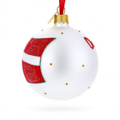 Flag of Denmark Glass Ball Christmas Ornament 3.25 Inches