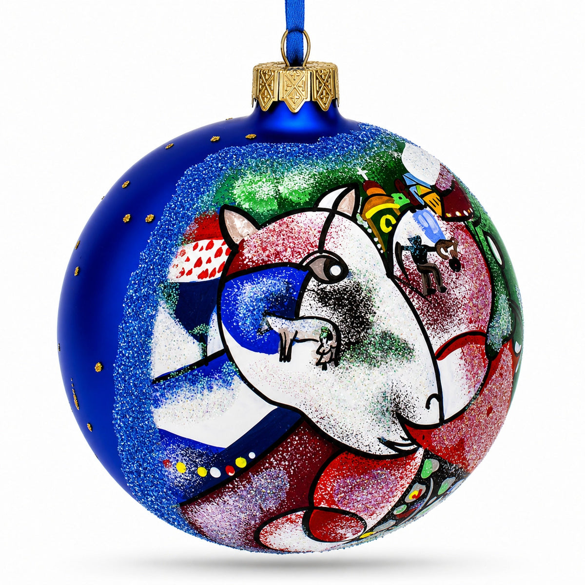 Marc Chagall's 1911 "I And The Village" Masterpiece Glass Ball Christmas Ornament 4 Inches