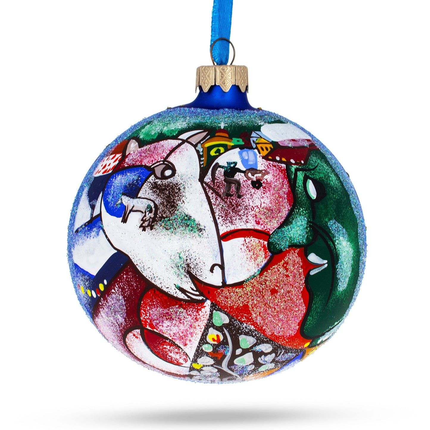 Marc Chagall's 1911 "I And The Village" Masterpiece Glass Ball Christmas Ornament 4 Inches