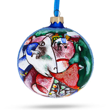 Marc Chagall's 1911 "I And The Village" Masterpiece Glass Ball Christmas Ornament 4 Inches