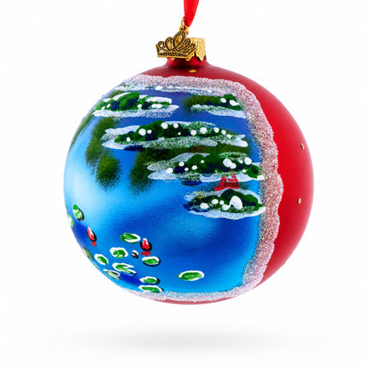 Claude Monet's 1907 'Water Lilies' Masterpiece Glass Ball Christmas Ornament 4 Inches