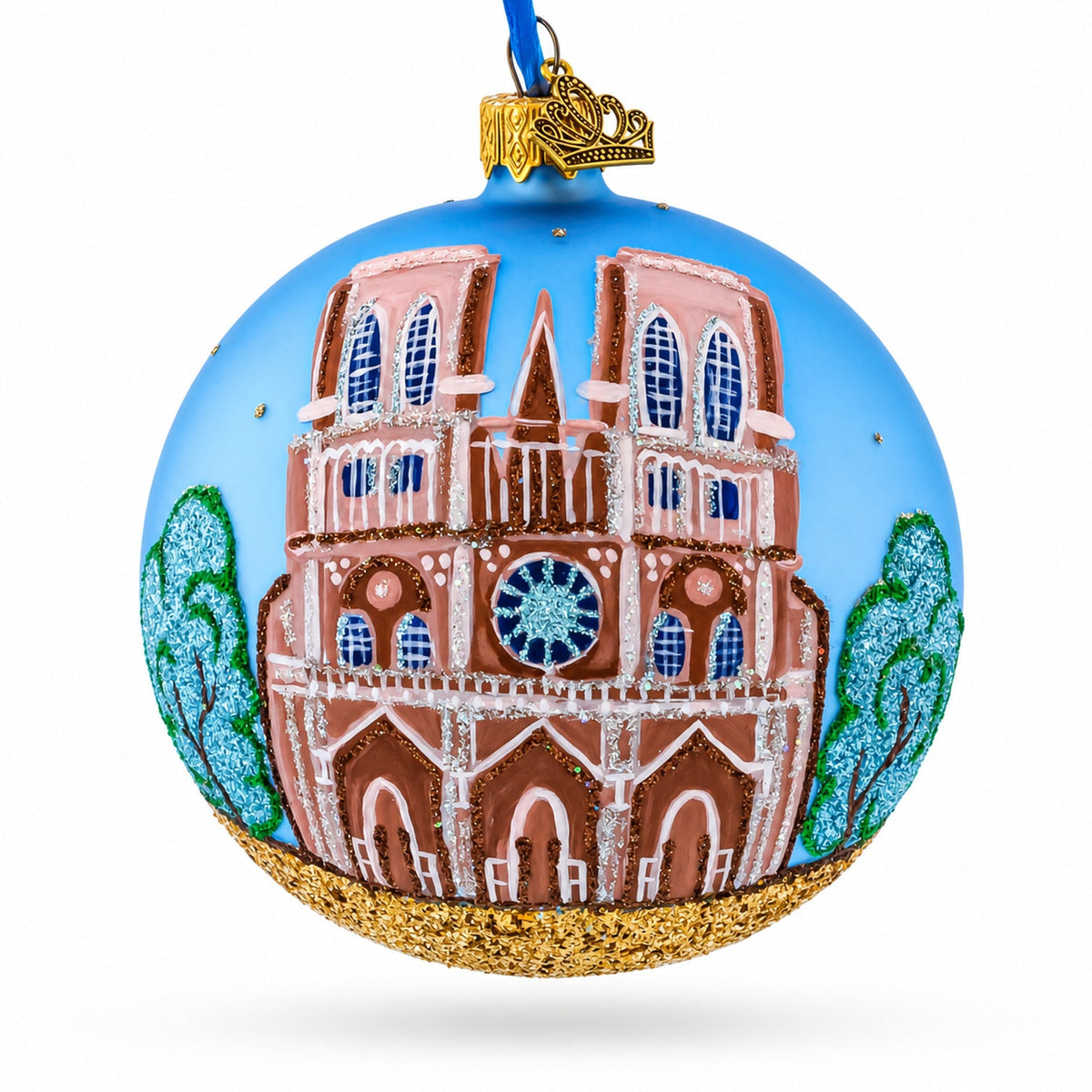 Notre-Dame De Paris Cathedral, France Glass Ball Christmas Ornament 4 Inches