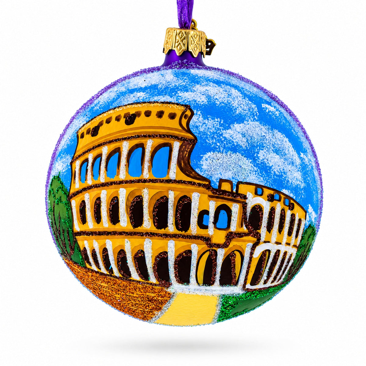 Colosseum, Rome, Italy Glass Ball Christmas Ornament 4 Inches