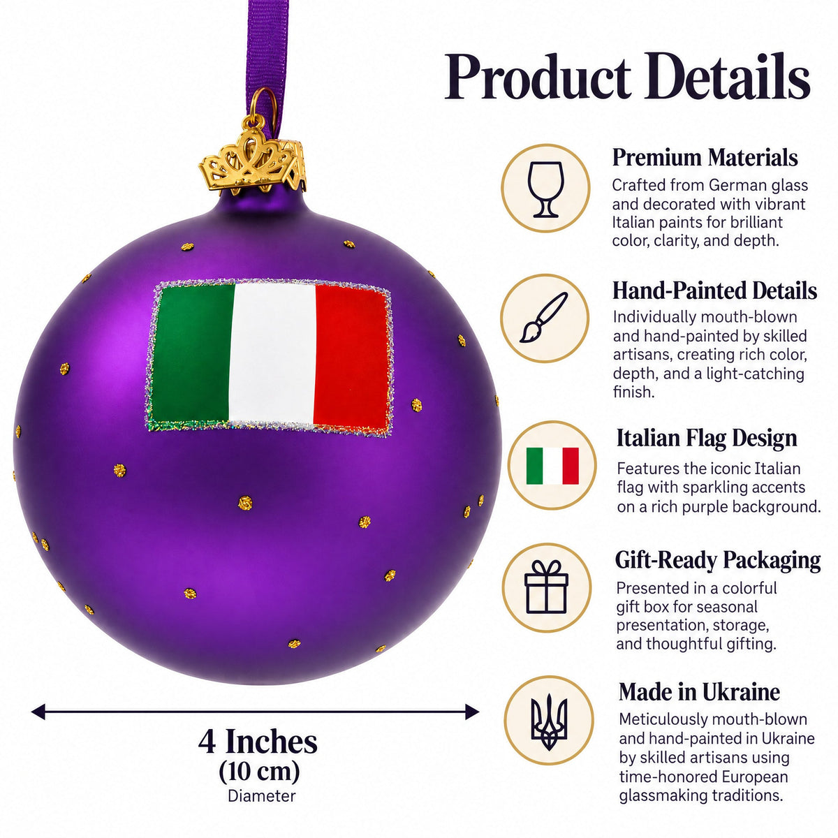 Colosseum, Rome, Italy Glass Ball Christmas Ornament 4 Inches