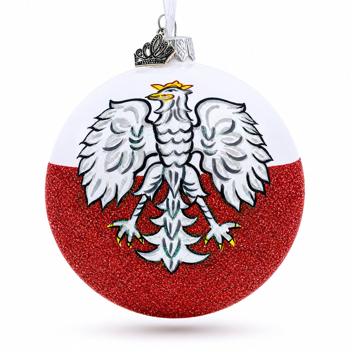 Flag of Poland Glass Ball Christmas Ornament 4 Inches