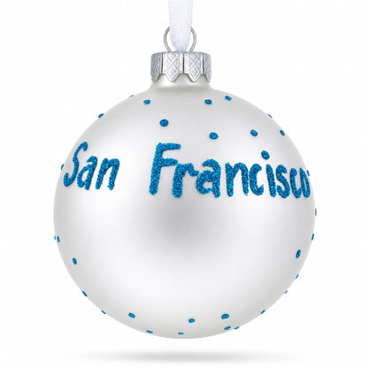 San Francisco, USA Tram Glass Christmas Ornament 3.25 Inches
