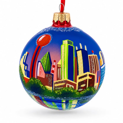 Dallas, Texas, USA Glass Christmas Ornament 3.25 Inches