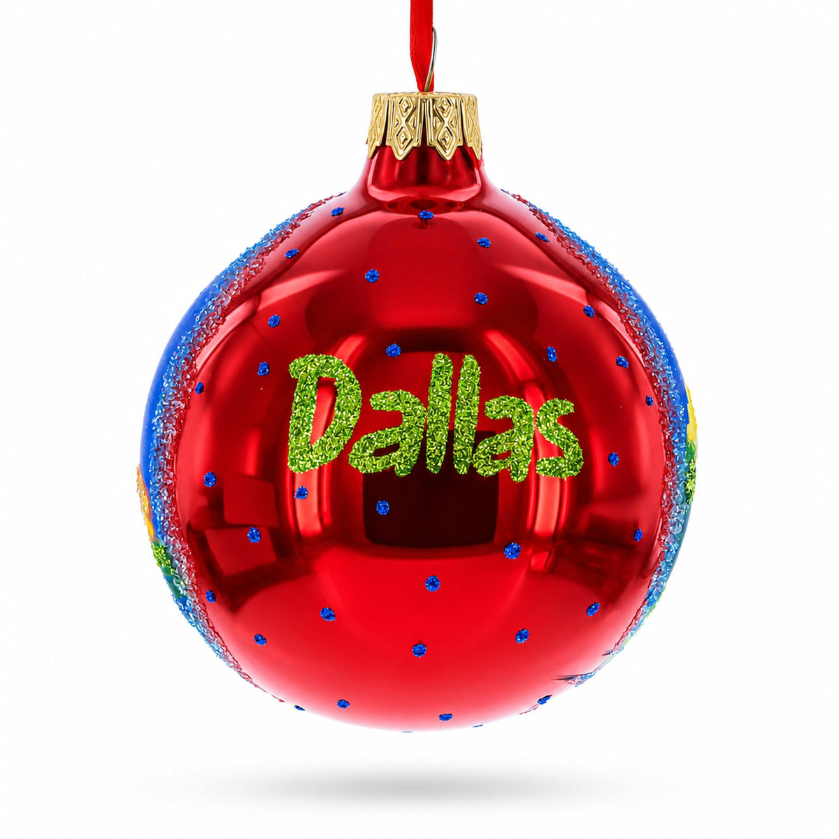 Dallas, Texas, USA Glass Christmas Ornament 3.25 Inches