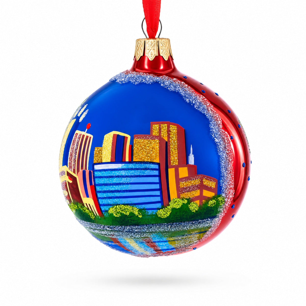 Dallas, Texas, USA Glass Christmas Ornament 3.25 Inches