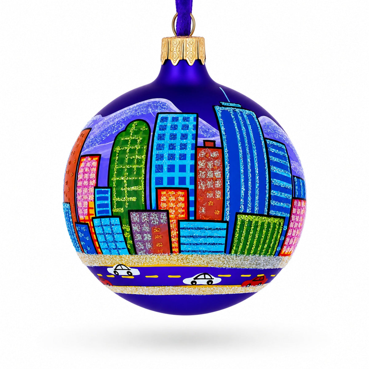 Denver, Colorado, USA Glass Christmas Ornament 3.25 Inches