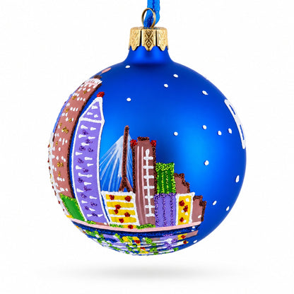 Boston, Massachusetts Glass Ball Christmas Ornament 3.25 Inches