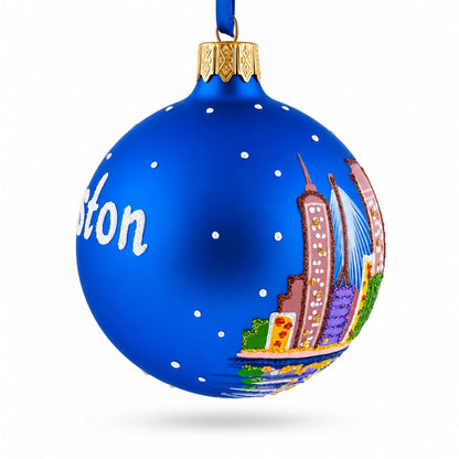 Boston, Massachusetts Glass Ball Christmas Ornament 3.25 Inches