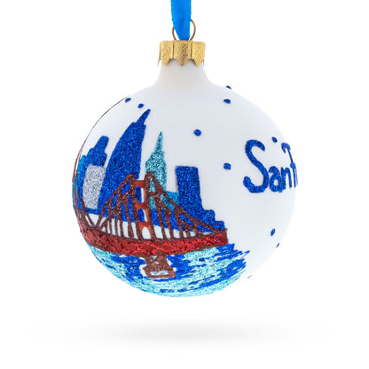San Francisco, California, USA Glass Christmas Ornament 3.25 Inches