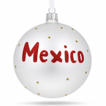 Flag of Mexico Glass Ball Christmas Ornament 4 Inches