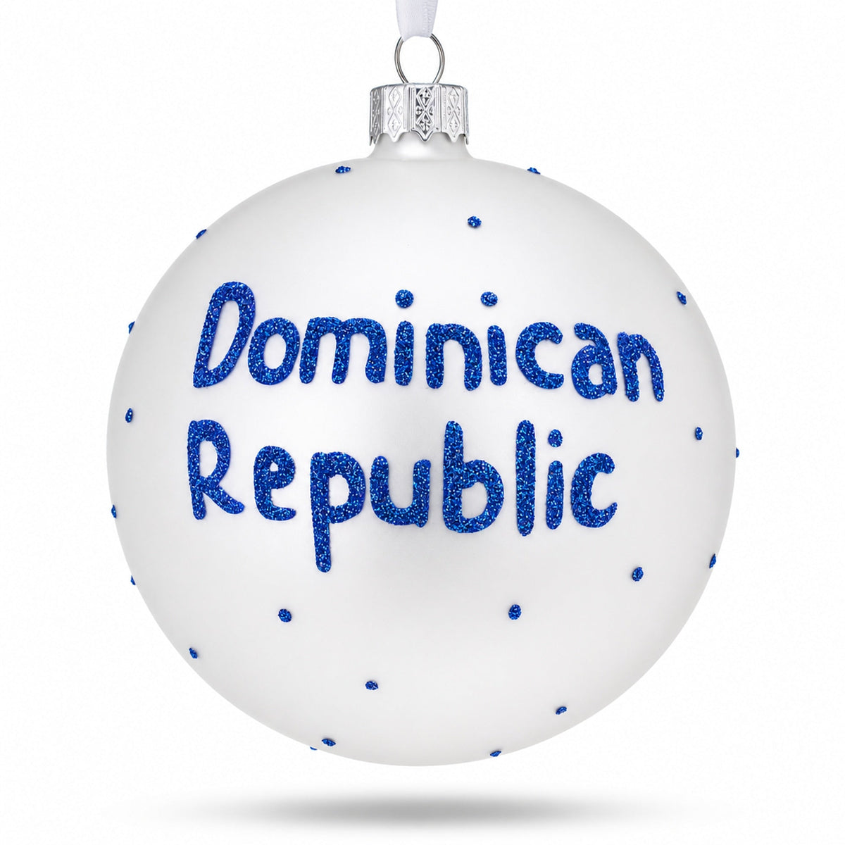 Flag of Dominican Republic Glass Ball Christmas Ornament 4 Inches