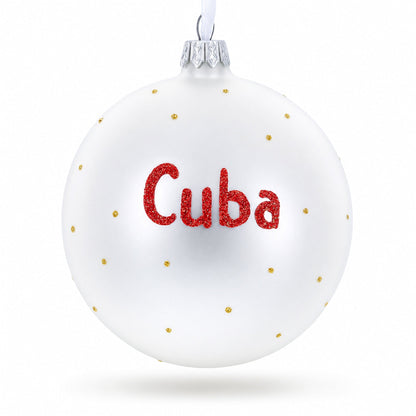 Flag of Cuba Glass Ball Christmas Ornament 4 Inches (Made in Ukraine)