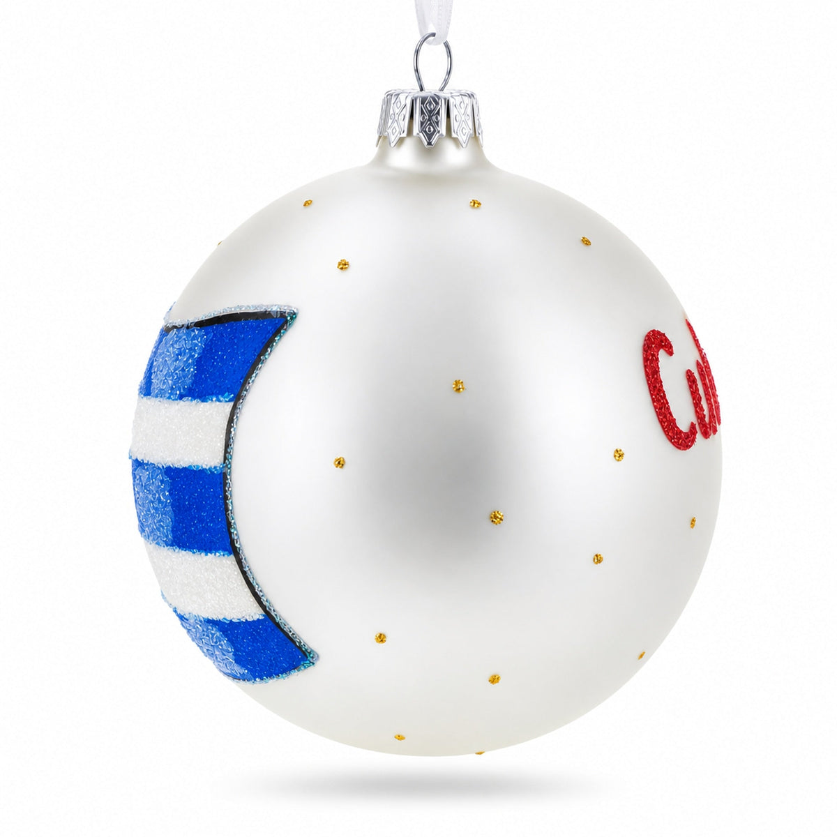 Flag of Cuba Glass Ball Christmas Ornament 4 Inches (Made in Ukraine)