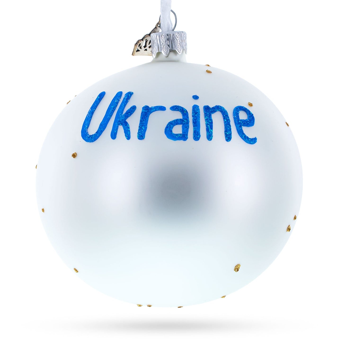 Flag of Ukraine Glass Ball Christmas Ornament 4 Inches