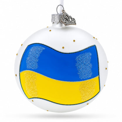 Flag of Ukraine Glass Ball Christmas Ornament 4 Inches