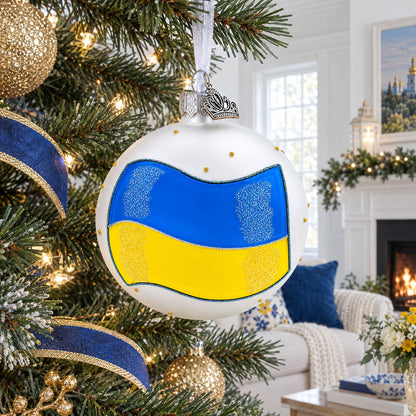 Flag of Ukraine Glass Ball Christmas Ornament 4 Inches