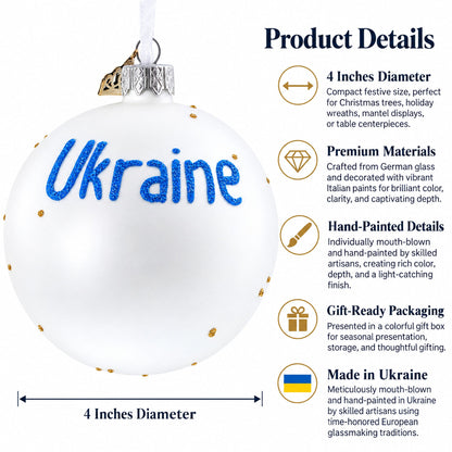Flag of Ukraine Glass Ball Christmas Ornament 4 Inches