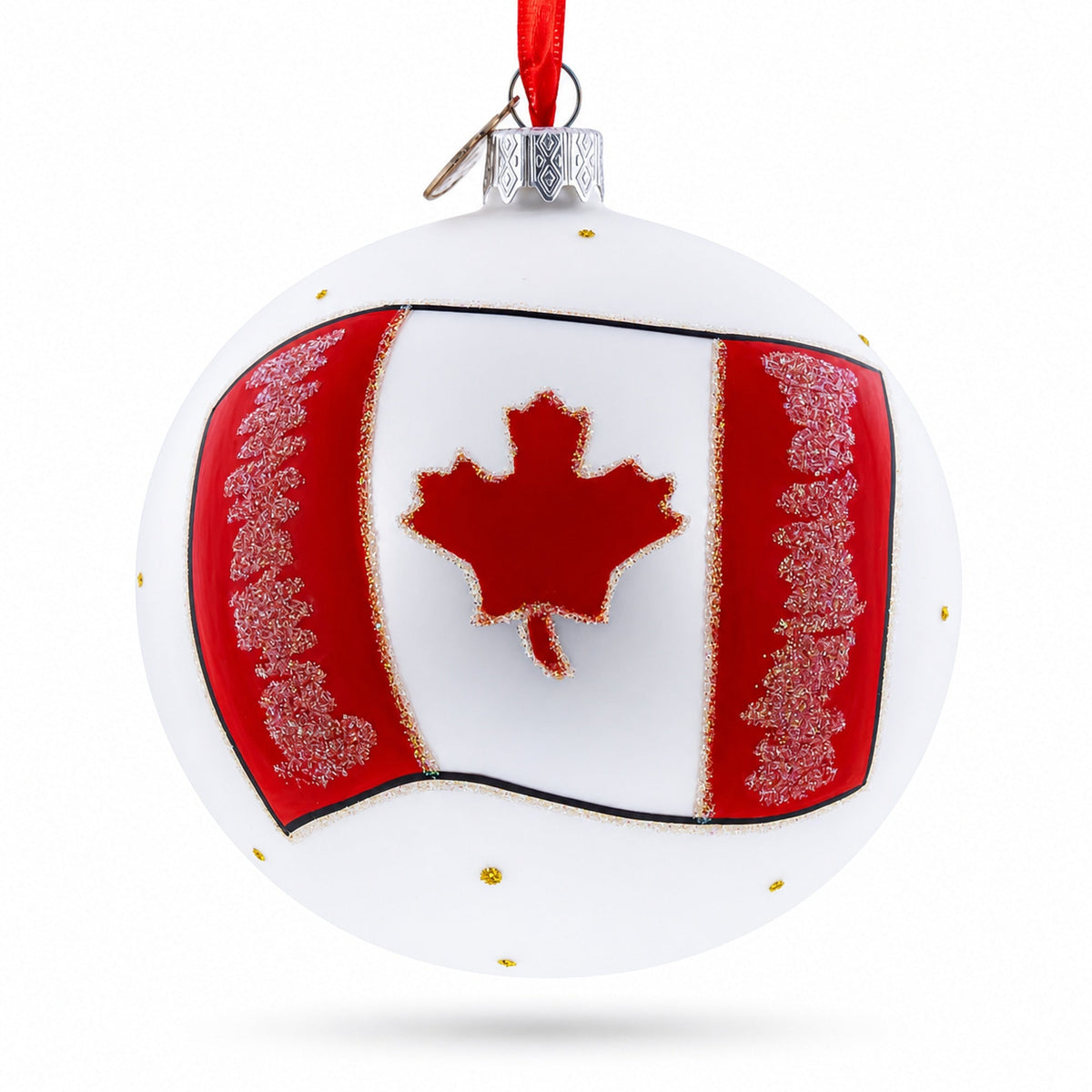 Flag of Canada Glass Ball Christmas Ornament 4 Inches