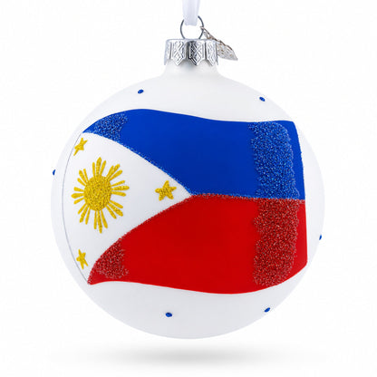 Flag of Philippines Glass Ball Christmas Ornament 4 Inches