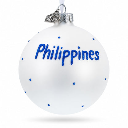 Flag of Philippines Glass Ball Christmas Ornament 4 Inches