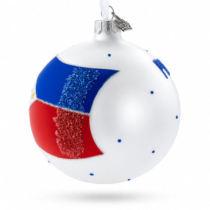 Flag of Philippines Glass Ball Christmas Ornament 4 Inches