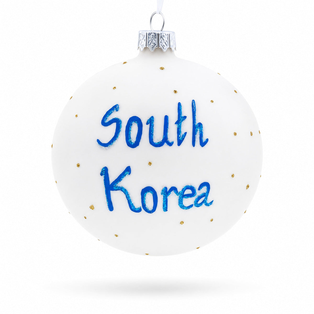 Flag of South Korea Glass Ball Christmas Ornament 4 Inches