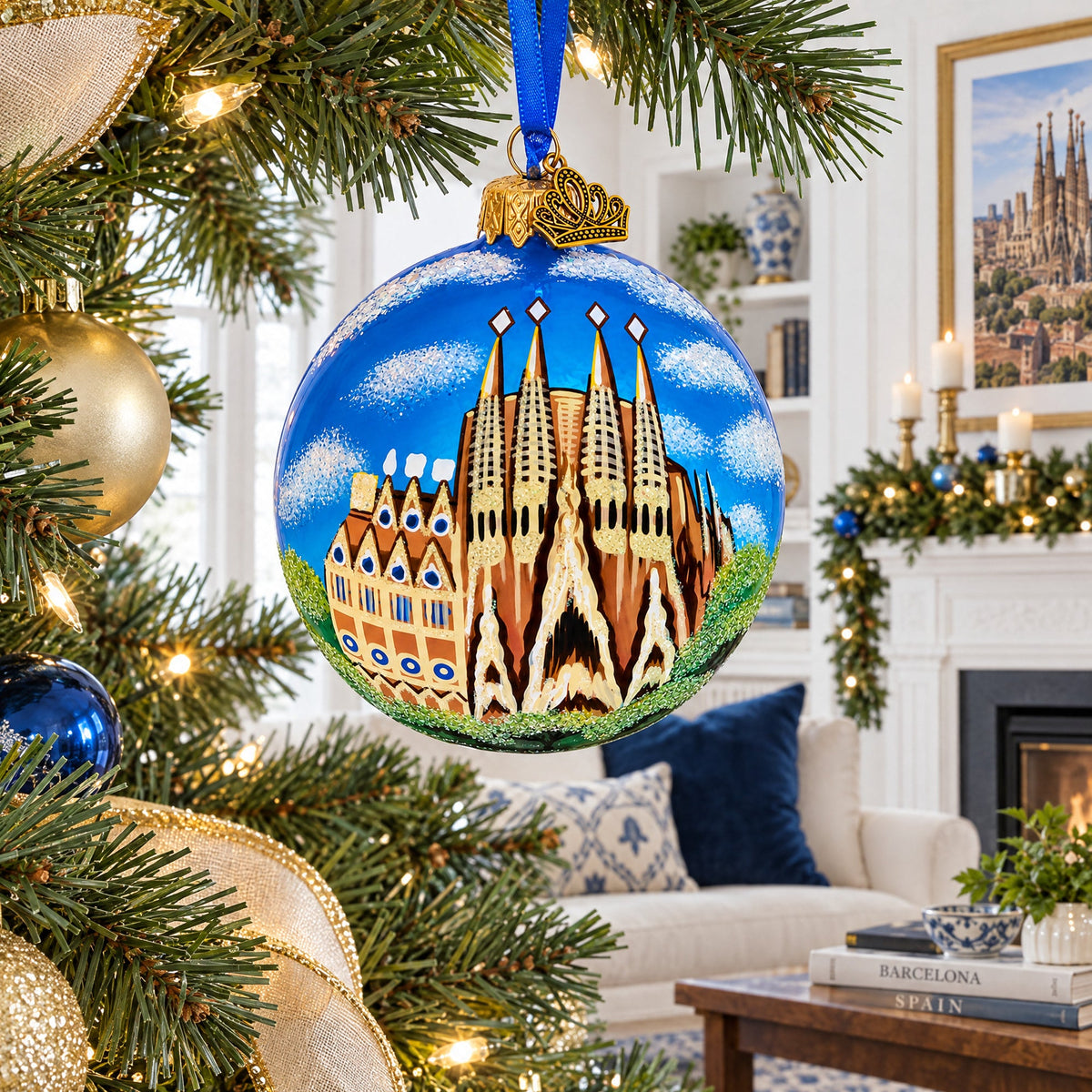La Sagrada Familia, Barcelona, Spain Glass Ball Christmas Ornament 4 Inches
