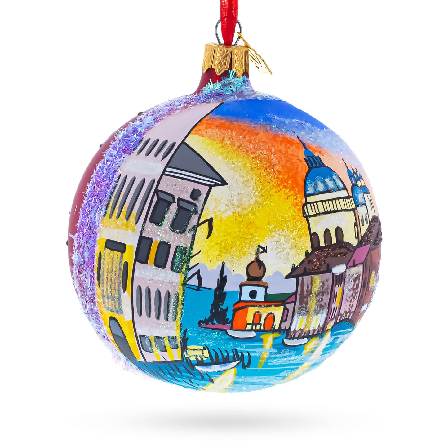 Venetia, Italy Glass Ball Christmas Ornament 4 Inches