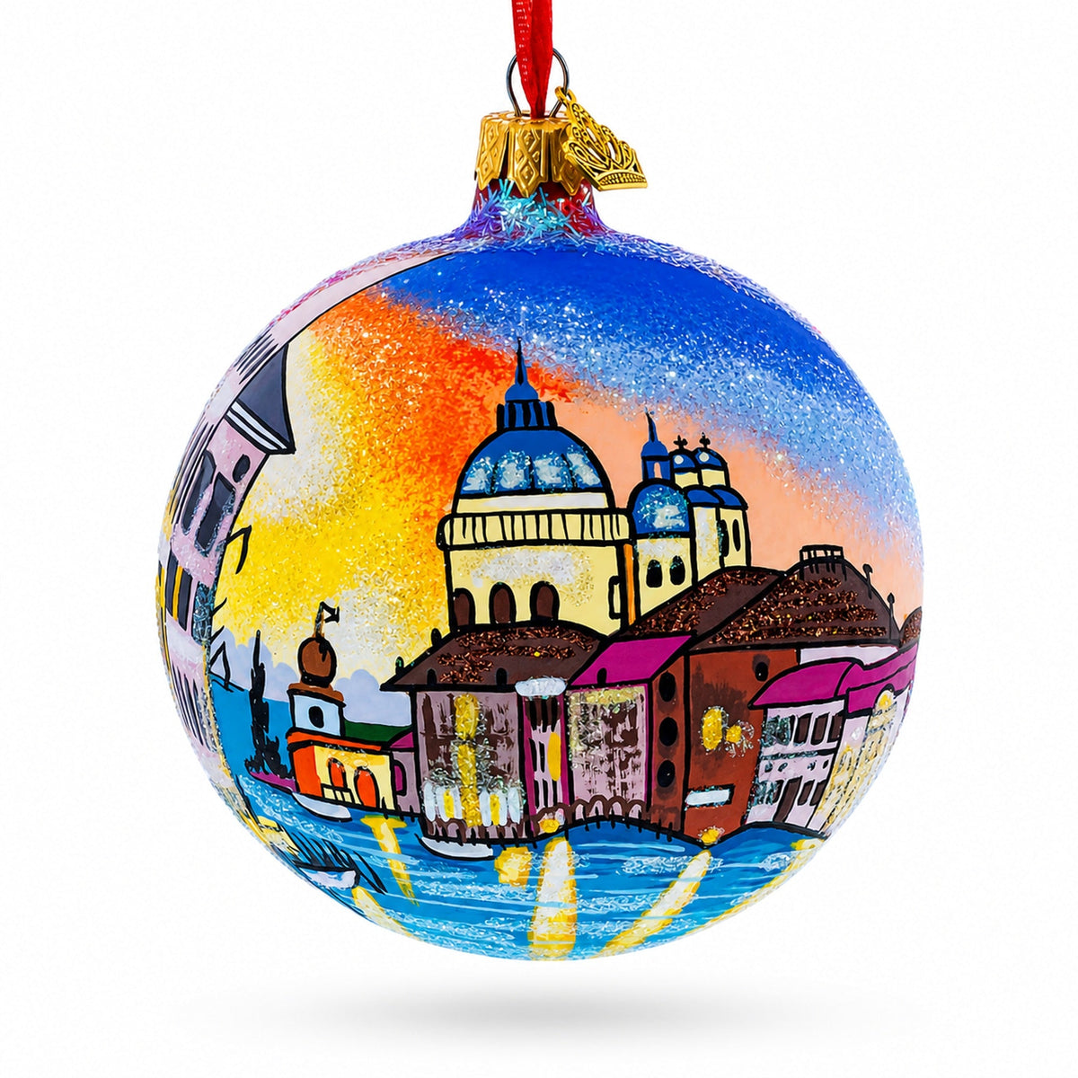 Venetia, Italy Glass Ball Christmas Ornament 4 Inches