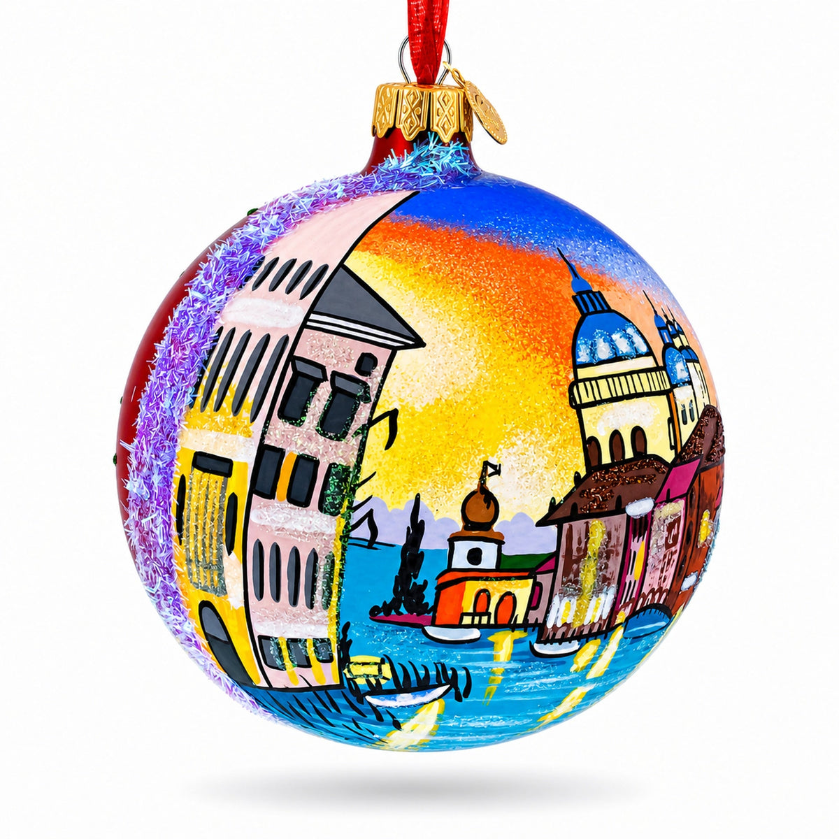 Venetia, Italy Glass Ball Christmas Ornament 4 Inches