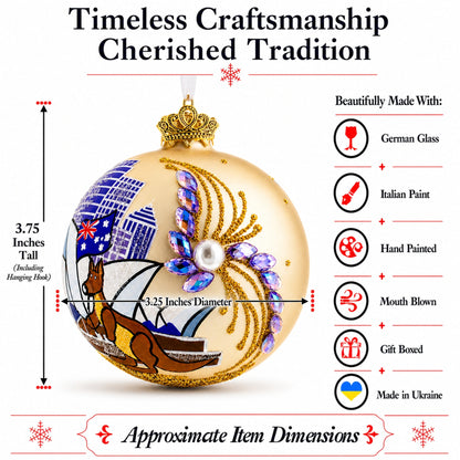 Sydney Opera House, Australia Glass Christmas Ornament 3.25 Inches