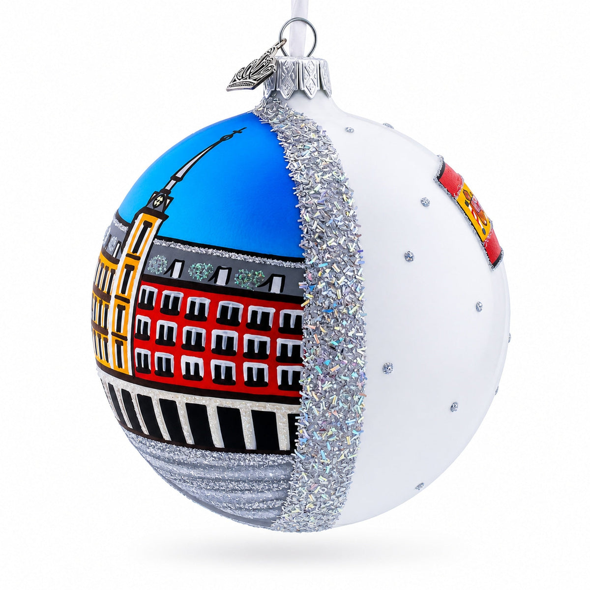 Plaza Mayor, Madrid, Spain Glass Ball Christmas Ornament 4 Inches
