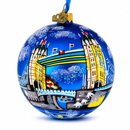 Tower Bridge, London, United Kingdom Glass Ornament 4 Inches