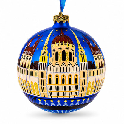 Budapest Parliament, Hungary Glass Ball Christmas Ornament 4 Inches