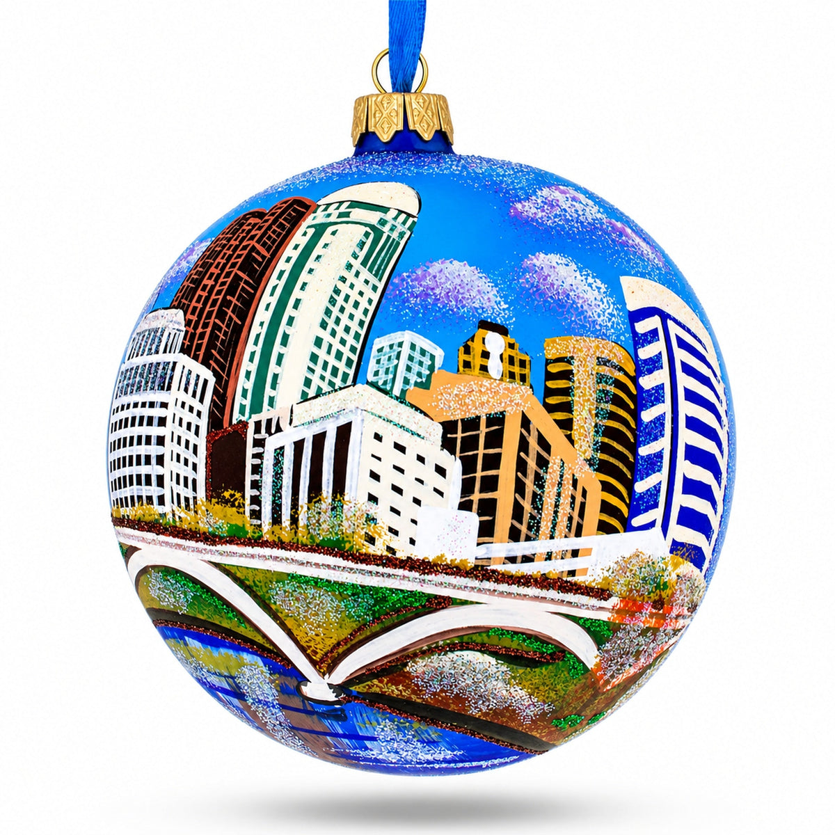 Columbus, Ohio, USA Glass Ball Christmas Ornament 4 Inches