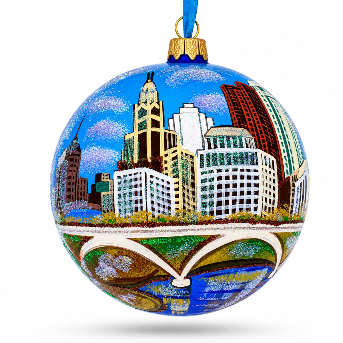 Columbus, Ohio, USA Glass Ball Christmas Ornament 4 Inches