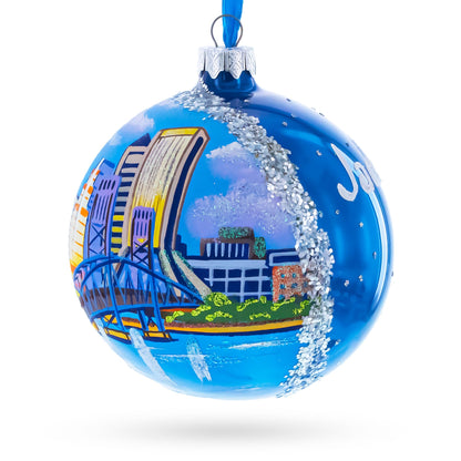 Jacksonville, Florida, USA Glass Ball Christmas Ornament 4 Inches