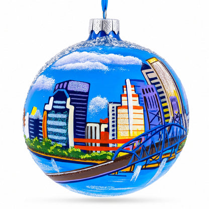 Jacksonville, Florida Glass Ball Christmas Ornament 4 Inches