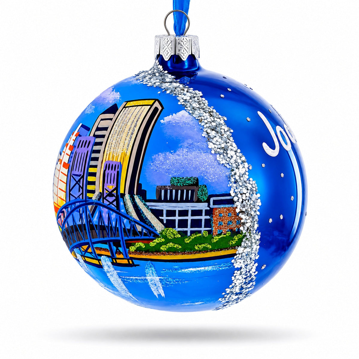 Jacksonville, Florida Glass Ball Christmas Ornament 4 Inches