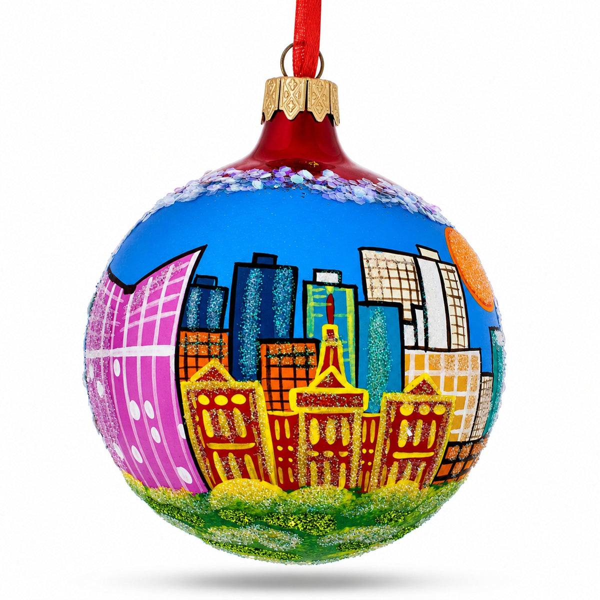 Fort Worth, Texas, USA Glass Christmas Ornament 3.25 Inches
