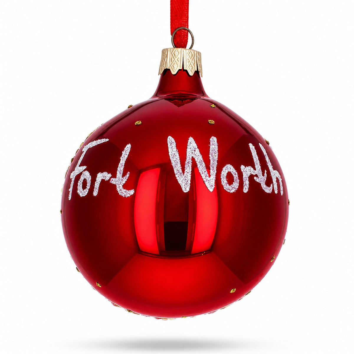 Fort Worth, Texas, USA Glass Christmas Ornament 3.25 Inches