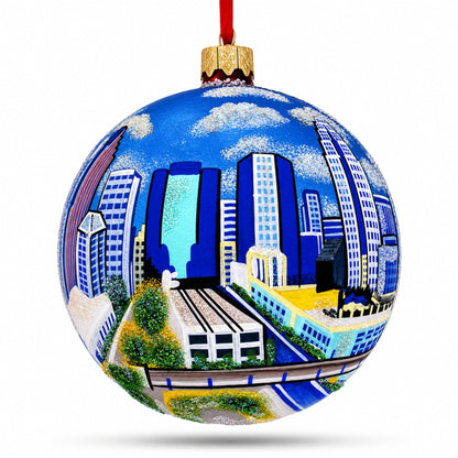 Charlotte, North Carolina Glass Ball Christmas Ornament 4 Inches