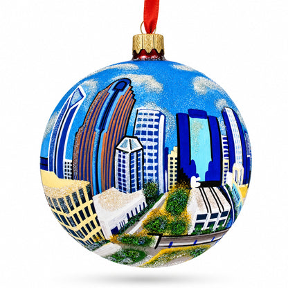 Charlotte, North Carolina Glass Ball Christmas Ornament 4 Inches