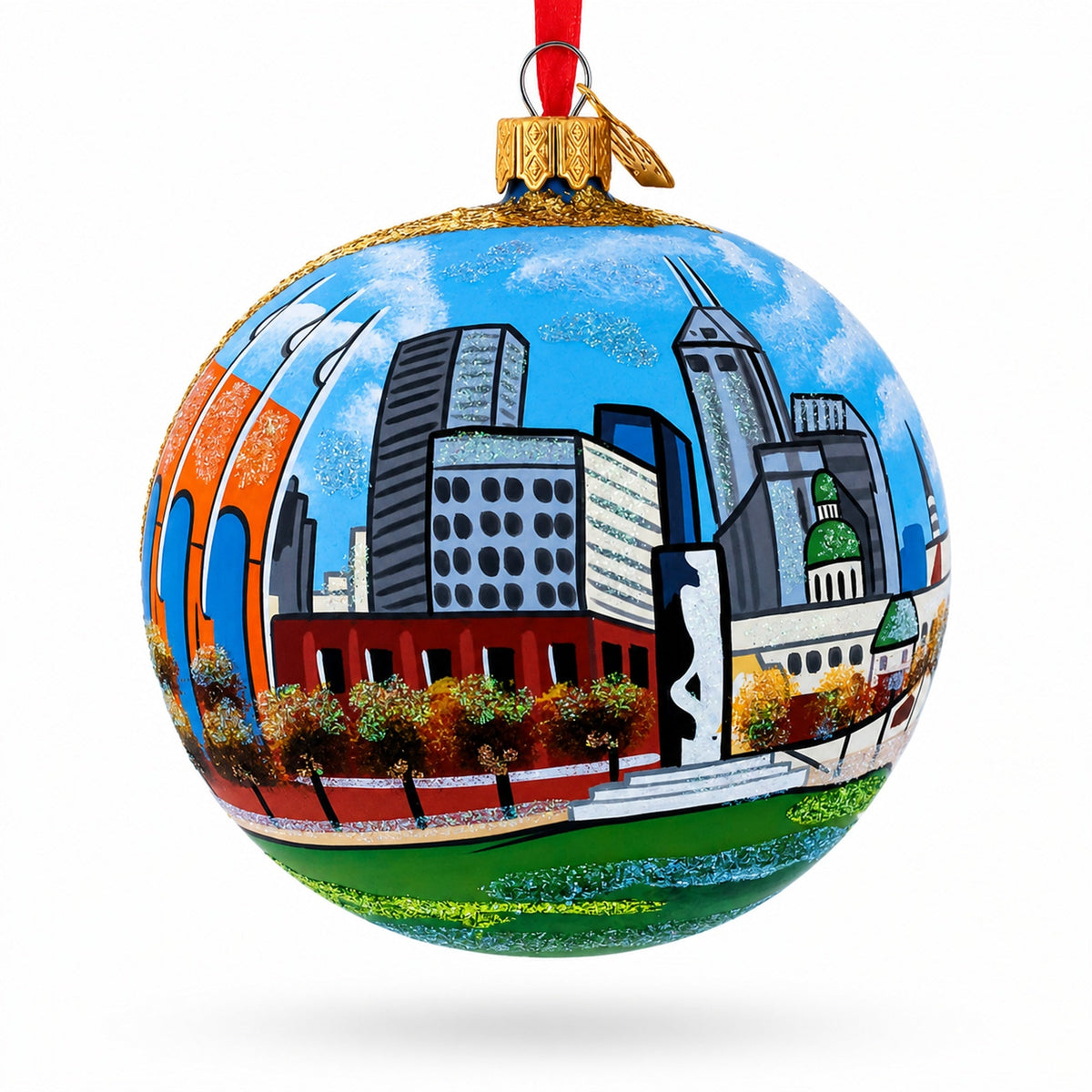Indianapolis, Indiana Glass Ball Christmas Ornament 4 Inches