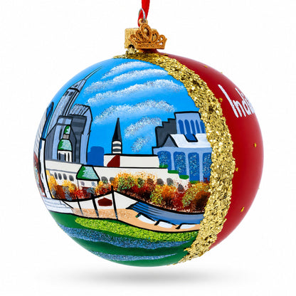 Indianapolis, Indiana Glass Ball Christmas Ornament 4 Inches